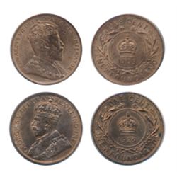 1909. ICCS Mint State-63. Red. 85% lustre; 1929. ICCS Mint State-63. Red and Brown. 50% lustre. Lot