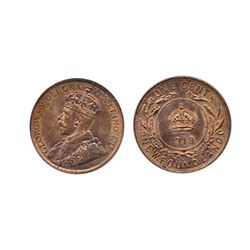 1919. CCCS graded Mint State-64. Red-Brown. 60% red lustre.