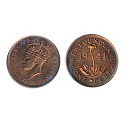 1941-C. Re-Punched ‘1’ variety. ICCS Mint State-63. Red- Brown. 50%+ red lustre. A scarce variety.