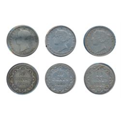 1876-H. Fine-15. Lightly toned; 1880. ICCS Fine-15. Medium heavy toning; 1882-H. CCCS graded Fine-15