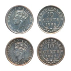 1938. PCGS graded AU-55. Brilliant; 1945-C. PCGS graded AU-55. Lightly toned. Lot of two (2) coins.