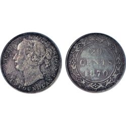 1870. PCGS graded Mint State-65. Medium heavy toning, with deep reflective fields. A Gem early strik