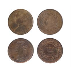 ONE CENT. 1861. ICCS Mint State-60. Cleaned. 10% luster. Nova Scotia. One Cent. 1864. ICCS Mint Stat