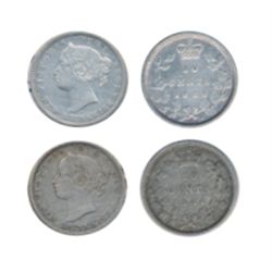 TEN CENTS. 1862. ICCS Very Fine-30. Cleaned. Lightly toned; 1864. ICCS Fine-15. Medium heavy toning.