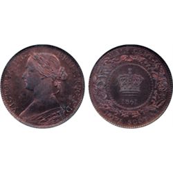 1/2 CENT. 1861. NGC graded SPECIMEN-64. Red-Brown. 30% remaining lustre. Superb strike. Excellent ‘e