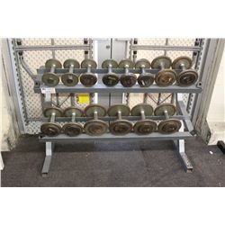 WEIGHT RACK & ASSORTED DUMBELLS