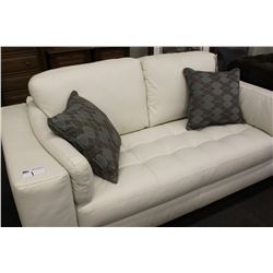 NATUZZI WHITE LEATHER SOFA & LOVE SEAT