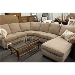 TAN MICROFIBRE 5 SEAT SECTIONAL SOFA WITH CHAISE