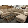 Image 1 : TAN MICROFIBRE 5 SEAT SECTIONAL SOFA WITH CHAISE