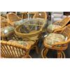 Image 2 : LIGHT RATTAN 5' GLASS DINING TABLE