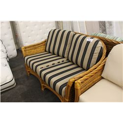 LIGHT RATTAN TAUPE STRIPED LOVE SEAT
