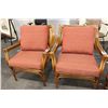 Image 2 : DARK RATTAN BURNT ORANGE LOVE SEAT & 2 ARMCHAIRS