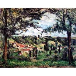 CEZANNE "VILLAGE FRAMED BY TREES"