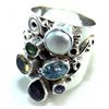 Image 1 : Silver and Mixed Faceted Stones & Pearl Ring