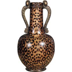 "LARGE OPEN LEOPARD PRINT VASE"