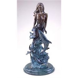 MERMAID & DOLPHINS BRONZE SCULPTURE