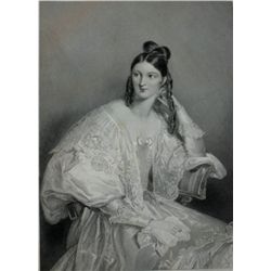 1848 ANTIQUE ENGRAVING "CLARA HARLAND"