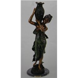 "WOMAN WITH VESSEL" BRONZE SCULPTURE - A. MOREAU