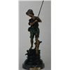 Image 1 : "BOY WITH FISHING POLE" BRONZE SCULPTURE - A.  MOREAU