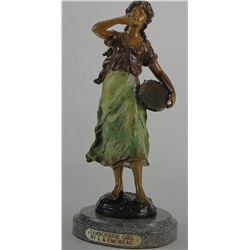  TAMBOURINE GIRL  BRONZE SCULPTURE - A. MOREAU