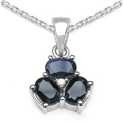 BLUE SAPPHIRE & WHITE DIAMOND STERLING PENDANT