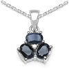 Image 1 : BLUE SAPPHIRE & WHITE DIAMOND STERLING PENDANT
