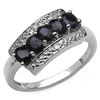 Image 1 : 1.00 CARAT GENUINE SAPPHIRE & WHITE DIAMOND .925 STERLING SILVER RING