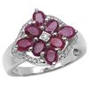 Image 1 : 1.60 CARAT GENUINE RUBY & WHITE DIAMOND .925 STERLING SILVER RING