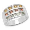 Image 1 : 1.80 CARAT GENUINE MULTI SAPPHIRE .925 STERLING SILVER RING