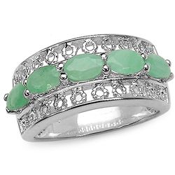 1.10 CARAT GENUINE EMERALD .925 STERLING SILVER RING
