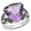 Image 1 : 6.70 CARAT GENUINE AMETHYST & WHITE DIAMOND .925 STERLING SILVER RING