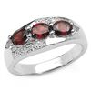 Image 1 : 1.05 CARAT GENUINE GARNET & WHITE TOPAZ .925 STERLING SILVER RING