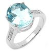 Image 1 : 5.26 CARAT GENUINE BLUE TOPAZ & WHITE DIAMOND .925 STERLING SILVER RING