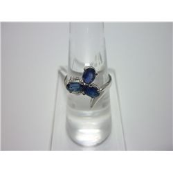 NATURAL 15.00 CTW SAPPHIRE RING .925 STERLING SILVER