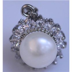 WHITE PEARL AND CZ PENDANT