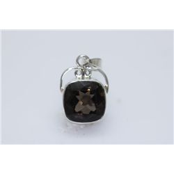 NATURAL 25.25 CTW SMOKY TOPAZ CUSHION CUT PENDANT .925