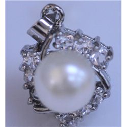 WHITE PEARL AND CZ PENDANT