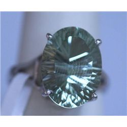 21.25 CTW GREEN AMETHYST RING .925 STERLING SILVER