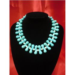 600CTW BLUE TURQUISE AND PEARL NECKLACE