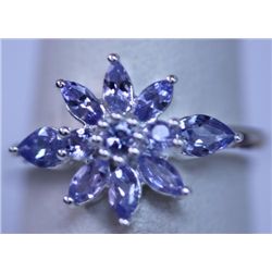 13.80 CTW TANZANITE RING .925 STERLING SILVER