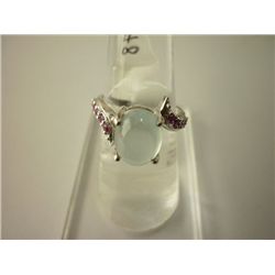 22.25 CTW AQUA MARINE AND RUBY RING .925 STERLING SILVE