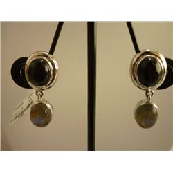 40.25 CTW BLACK STAR AND LABARODITE EARRING .925 STERLI