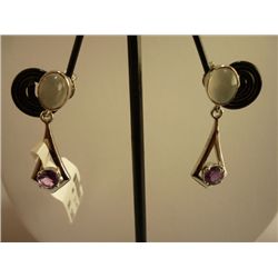 26.75 CTW AMETHYST AND MOON STONE EARRING .925 STERLING