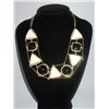 Image 1 : 378CTW BLACK-WHITE TRI-SHAPED BRASS NECKLACE;18INCH