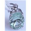 Image 1 : 12.40 CTW GREEN AMETHYST PENDANT .925 STERLING SILVER