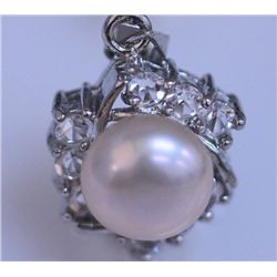 PEACH PEARL AND CZ PENDANT