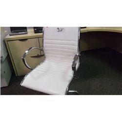 WHITE LEATHER EURO STYLE CHROME FRAMED TILTER