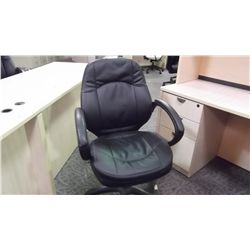 BLACK LEATHER BLUE ARM MID-BACK TILTER CHAIR