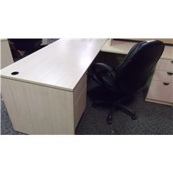 MAPLE L-SHAPED EXECUTIVE DESK WITH RIGHT-HAND