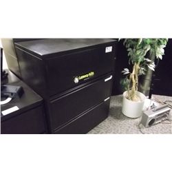 BLACK 3-DRAWER LATERAL FILE CABINET